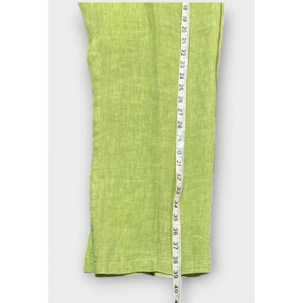 Vintage Womens Linen Pants M Green Wide Leg Coastal Vacay Beach Hawaii Tropical - Picture 4 of 8